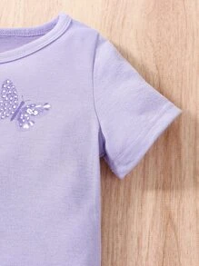 男嬰蝴蝶圖案T恤和短褲 - 淡紫色 - 查看 7