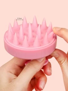 1 件粉色硅胶头发按摩洗发刷，头皮清洁和软化头发，淋浴梳，发夹，发饰 - 粉色 - 查看 5