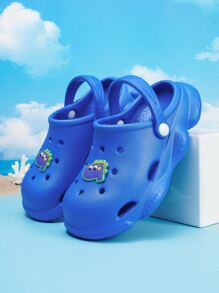 男孩透氣卡通恐龍裝飾鏤空通風可愛洞洞鞋 - 寶藍色 - 查看 1