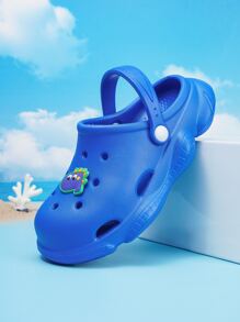 男孩透氣卡通恐龍裝飾鏤空通風可愛洞洞鞋 - 寶藍色 - 查看 3