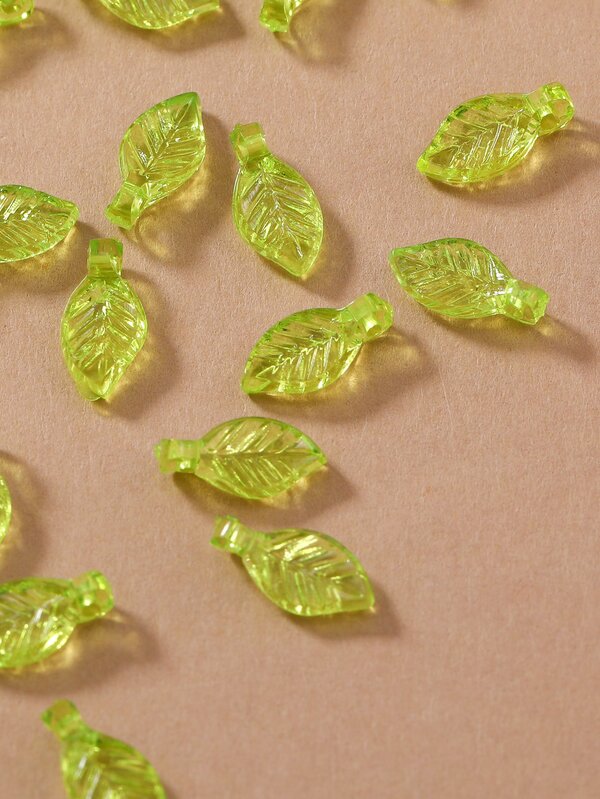 100pcs 3d Acrylic Small Leaf Shaped Nontoxic Sprout Pendant, Craft