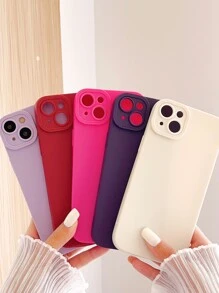 Estuche de teléfono liso compatible con iPhone 11, iPhone 13, iPhone 14 Pro Max, set de 5 piezas en colores rosa neón y rosa intenso - Multicolor - Ver 1