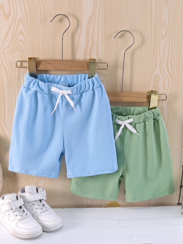 SHEIN Toddler Boys 2pcs Knot Front Track Shorts
