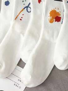 5 đôi Vớ thủy thủ đoàn thời trang họa tiết cho nữ, cho cuộc sống hàng ngày - trắng - Xem 3