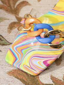 Dép xỏ ngón đế vuông đế bằng cho nữ nhiều màu sắc trang trí khu nghỉ dưỡng gợi cảm trang trí xích Dép xỏ ngón nữ thời trang đế bằng cỡ lớn Giày nữ thanh lịch thường ngày mùa hè - Nhiều màu - Xem 4