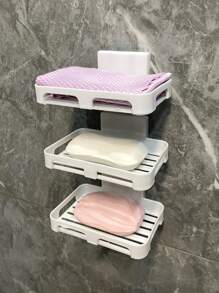 1pc Elevate Your Bathroom Decor With This Wall-Mounted Soap Dish, Gift For Valentine's Day - White - View 1