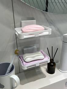 1pc Elevate Your Bathroom Decor With This Wall-Mounted Soap Dish, Gift For Valentine's Day - White - View 4