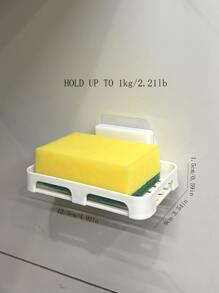 1 pieza de plástico Esponja de limpieza minimalista blanco sin perforación Estante de almacenamiento de cocina para cocina - Blanco - Ver 5