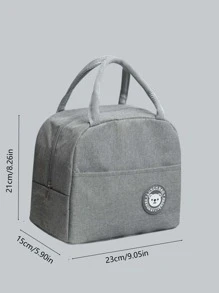 Bolsa de almuerzo con decoración de parche de letras de 1 pieza - Gris - Ver 6