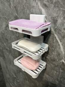 1pc Elevate Your Bathroom Decor With This Wall-Mounted Soap Dish, Gift For Valentine's Day - White - View 6