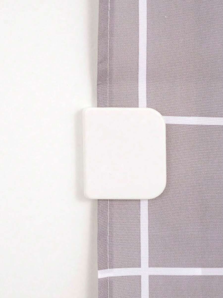 2pcs Plain Shower Curtain Clip, White ABS Shower Curtain Fixer For Bathroom - White - View 1