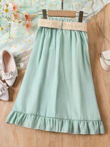 Chicas Falda con diseño de botón bajo con fruncido - verde menta - Ver 2