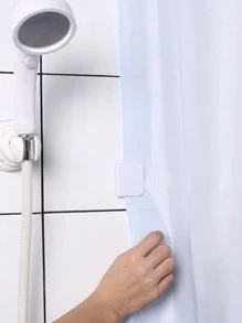 2pcs Plain Shower Curtain Clip, White ABS Shower Curtain Fixer For Bathroom - White - View 6