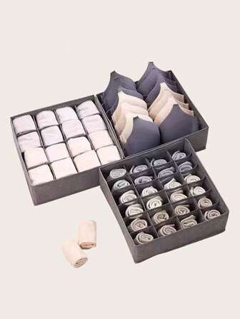 1 件多格包装内衣收纳盒，日常涤纶矩形橱柜衣柜收纳盒房间装饰家居装饰秋季装饰卧室装饰