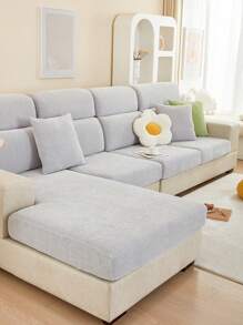1入組素色彈性沙發座套家用極簡主義滌綸沙發靠墊套 - 淺灰色 - 查看 1