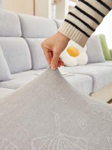 1入組素色彈性沙發座套家用極簡主義滌綸沙發靠墊套 - 淺灰色 - 查看 2