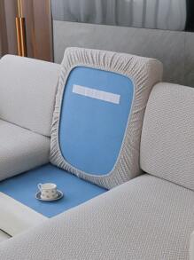 1pc Solid Color Sofa Seat Cushion Cover, Minimalist Polyester Cushion Slipcover For Living Room - Light Grey - View 3