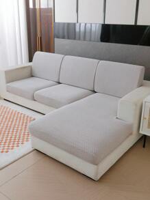 1pc Solid Color Sofa Seat Cushion Cover, Minimalist Polyester Cushion Slipcover For Living Room - Light Grey - View 6