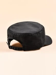 1入組中性可調節素色休閒帽適合日常生活 - 黑色 - 查看 3