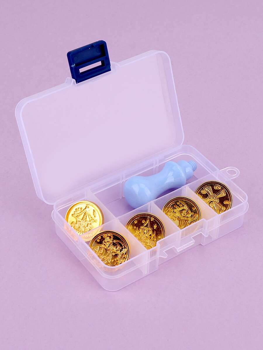 5pcs Wax Seal Stamp Head With 1pc Handle - Gold - View 1