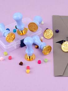 5pcs Wax Seal Stamp Head With 1pc Handle - Gold - View 5