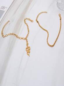 2入組/套蛇裝飾鏈式腳鏈 - 金黃色 - 查看 2