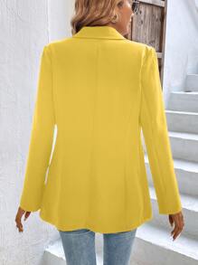 Chiquease Blazer de cuello con solapa con botón - Amarillo - Ver 2