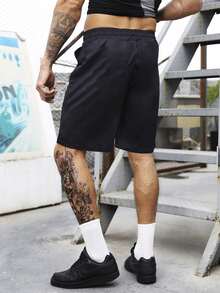 Men Tie Dye Sports Shorts - Black - View 2