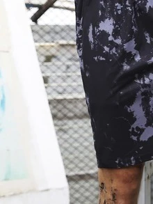 Men Tie Dye Sports Shorts - Black - View 3