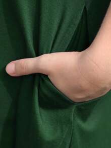 Girls Cold Shoulder Solid Tee Dress - Green - View 6