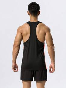 Manfinity Sport Corelite Parte superior deportiva de tirantes con gráfico de letra estilo novio para hombres, gráfico, colorido, ejercicio, camiseta de tirantes tipo racer back - Multicolor - Ver 2