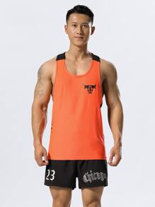 Manfinity Sport Corelite Parte superior deportiva de tirantes con gráfico de letra estilo novio para hombres, gráfico, colorido, ejercicio, camiseta de tirantes tipo racer back - Multicolor - Ver 6