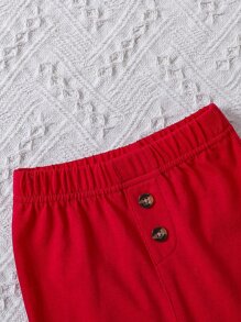 SHEIN Bé trai sơ sinh 2 Miếng Nút phía trước Quần thể thao - Nhiều màu - Xem 6