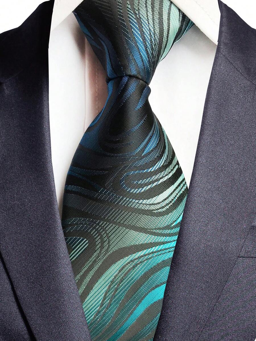 1 条男士图案时尚领带 男士工作领带 - 彩色 - 查看 1