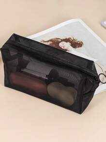 簡約化妝包網狀黑色化妝包