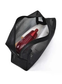 簡約化妝包網狀黑色化妝包