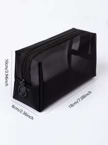 簡約化妝包網狀黑色化妝包