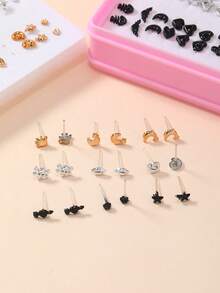 60 pares Pendientes de tachuela con estrella & con adorno de corazón - Multicolor - Ver 2