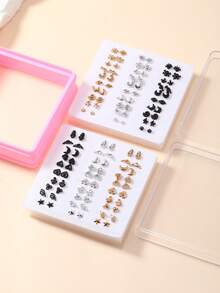 60 pares Pendientes de tachuela con estrella & con adorno de corazón - Multicolor - Ver 3