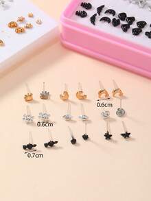 60 pares Pendientes de tachuela con estrella & con adorno de corazón - Multicolor - Ver 4