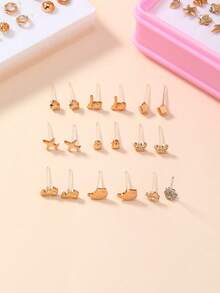 Pendientes de tachuela con diseño de diamante de imitación - Amarillo Oro - Ver 2