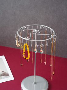 1pc Rotating Jewelry Necklace Holder Stand - Fashionable Display Rack For Storing And Displaying Necklaces - Elegant And Stylish Accessory Organizer For Jewelry Storage - Silver - View 5