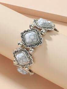 Stone Decor Bracelet - White - View 6