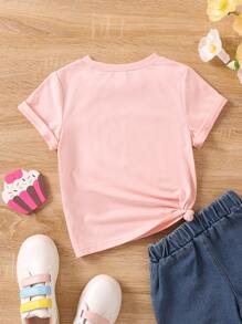 SHEIN Young Girl Beverage Print Tee - Baby Pink - View 2
