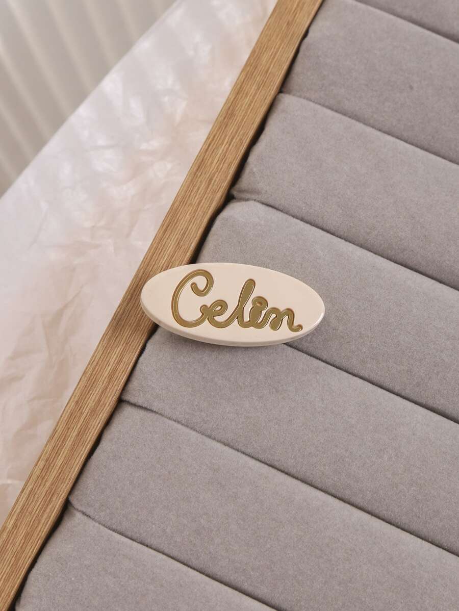 cái kẹp tóc đồ họa chữ cái thời trang cho nữ - Màu be - Xem 1