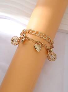 Pulsera con accesorio de corazón - Dorado - Ver 2