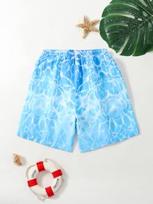 Boys Tie Dye Drawstring Waist Swim Shorts - Blue - View 2