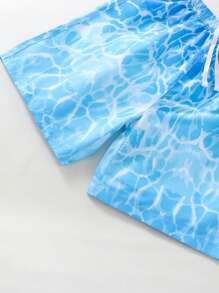 Boys Tie Dye Drawstring Waist Swim Shorts - Blue - View 4