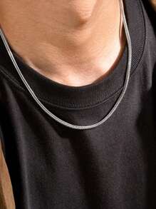 Hombres Collar de cadena minimalista - Plateado - Ver 1