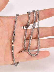 Hombres Collar de cadena minimalista - Plateado - Ver 2